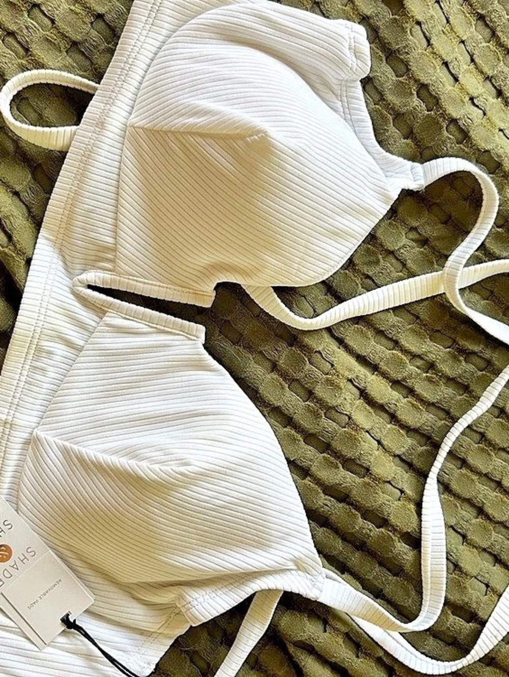 H&M White Bikini Top Size 38D NWT